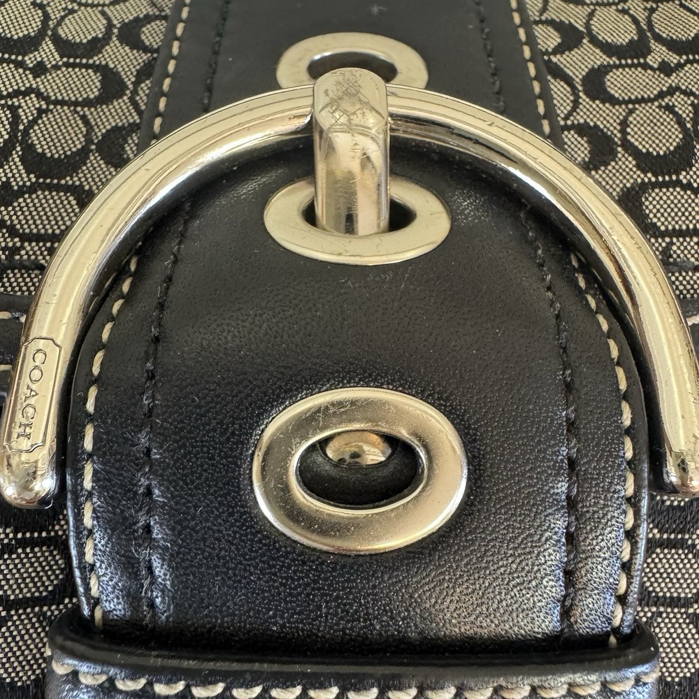 Y2K Coach Soho Signature C Buckle Canvas Leather Shoulder Bag F10925 Black - Picture 6 of 15